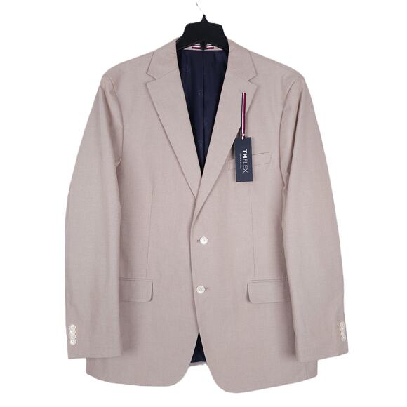 Tommy Hilfiger Men's Modern-Fit Stretch Chambray 2-Piece Suit Tan 46L 40x32 NWT - Picture 2 of 13